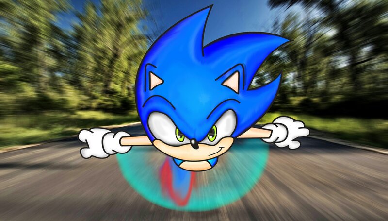 Blue Hedgehog Character — Dynamic, Afternoon, Digital Art