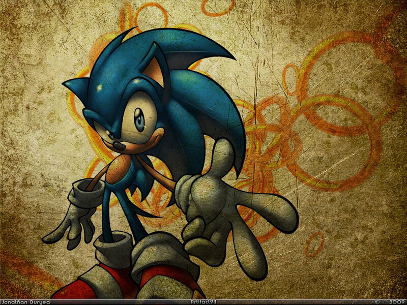 Blue Hedgehog Character — Dynamic, Digital Art, Gloves, Shoes