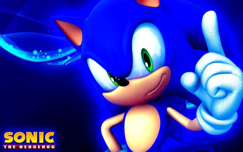 Blue Hedgehog Character — Dynamic, Digital Art, Hand Gesture