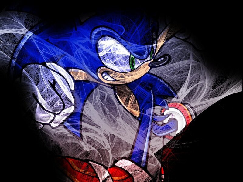 Blue Hedgehog Character — Dynamic, Digital Art, Speed Lines, White Gloves