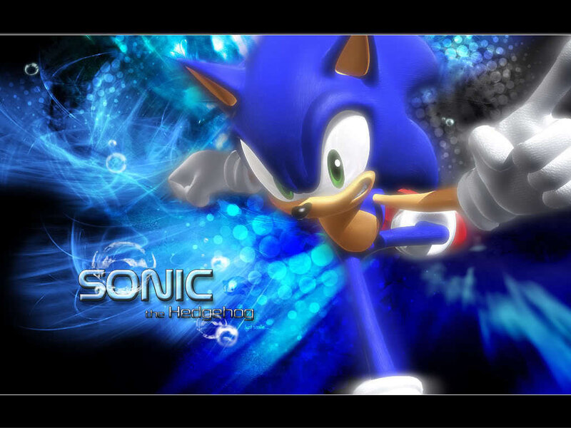 Blue Hedgehog Character — Dynamic, Digital Art, Text