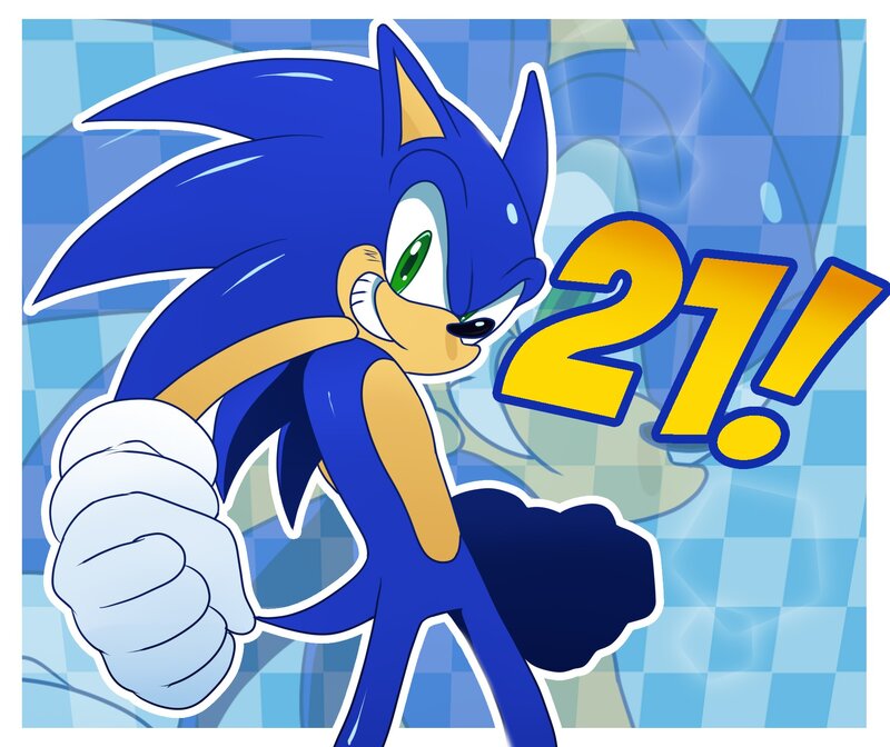 Blue Hedgehog Character — Energetic, Digital Art, Number 21