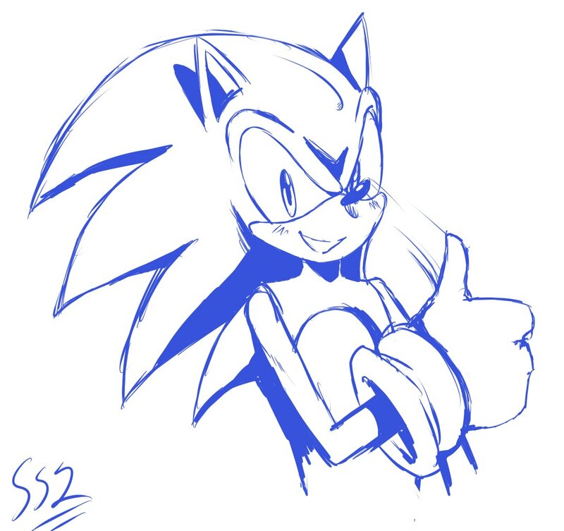 Blue Hedgehog Character — Playful, Digital Art, Drawing