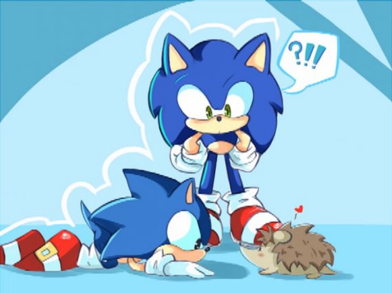 Blue Hedgehog Character — Playful, Digital Art, Speech Bubble