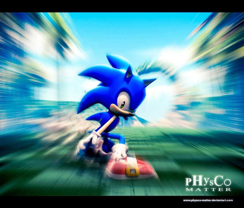 Blue Hedgehog Running — Dynamic, Afternoon, Digital Art
