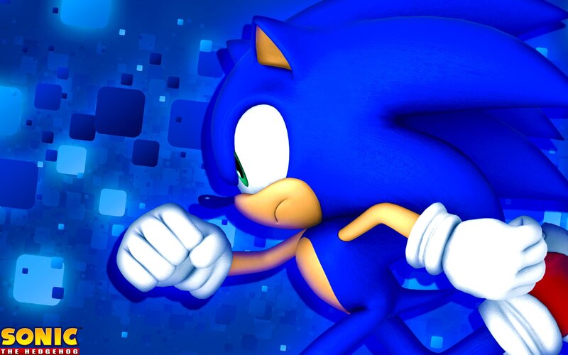Blue Hedgehog Running — Dynamic, Digital Art, Gloves