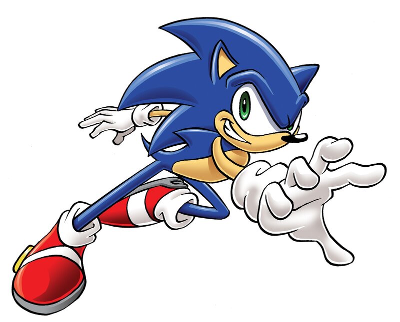 Blue Hedgehog Running — Dynamic, Digital Art, Red Shoes, White Gloves