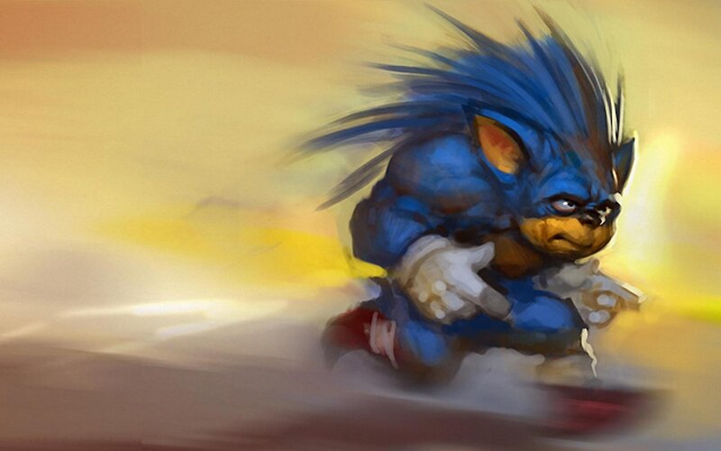 Blue Hedgehog Running — Dynamic, Digital Art, Spiky Hair