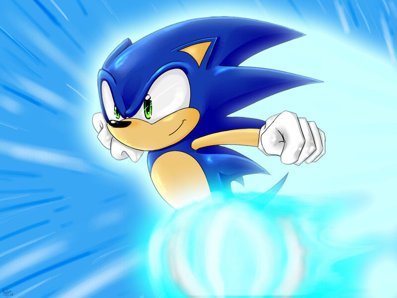 Blue Hedgehog Running — Dynamic, Digital Art
