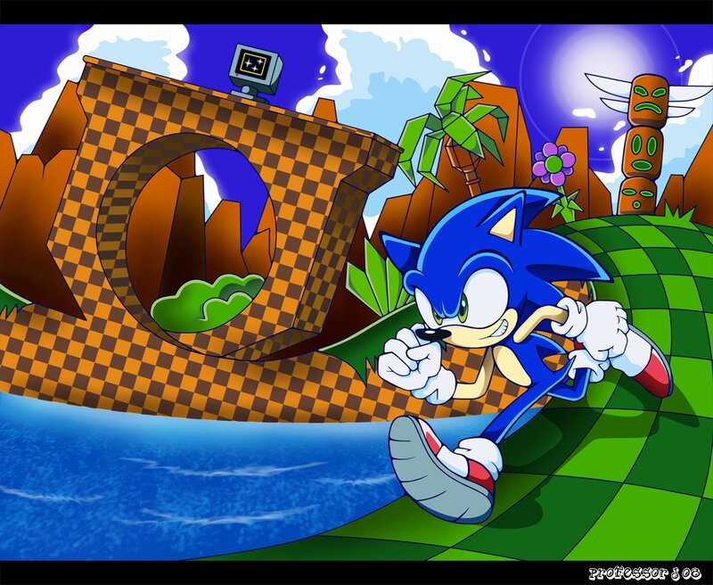 Blue Hedgehog Running — Energetic, Afternoon