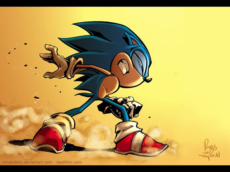 Blue Hedgehog Running — Yellow