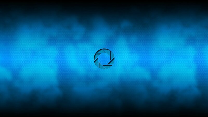 Blue hexagonal background with logo
