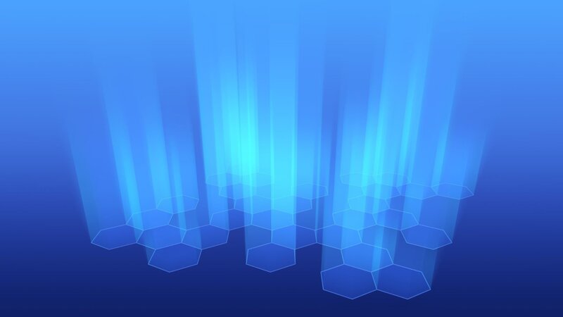 blue hexagonal light beams