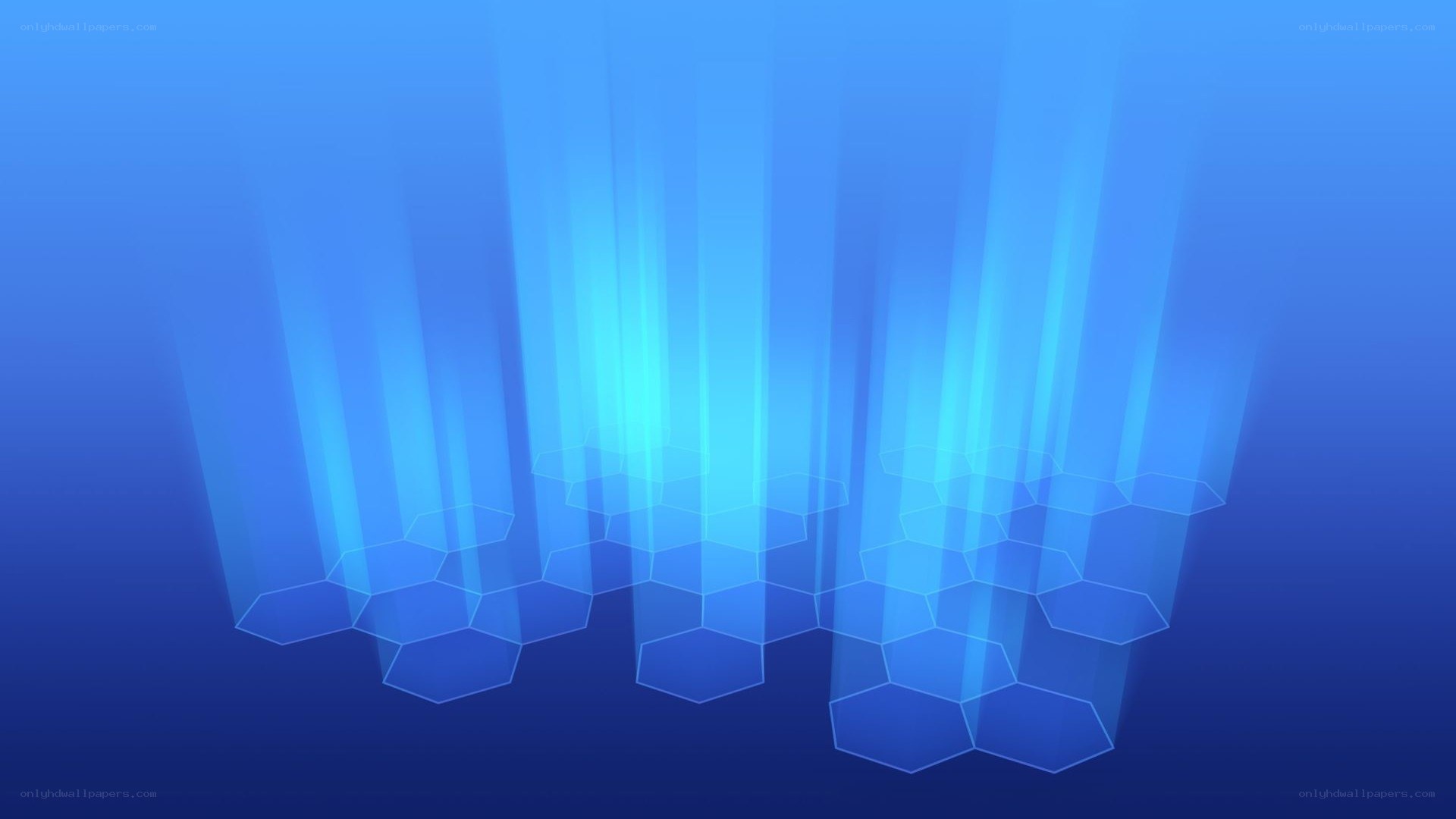 blue hexagonal light beams