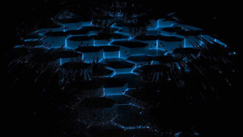 Blue Hexagonal Pattern — Black, Dark