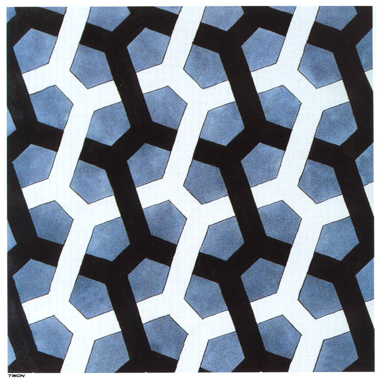 Blue Hexagonal Pattern — Geometric