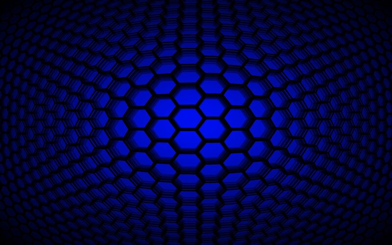 Blue Hexagonal Pattern — Technological, Digital Art, Hexagons, Dark Background