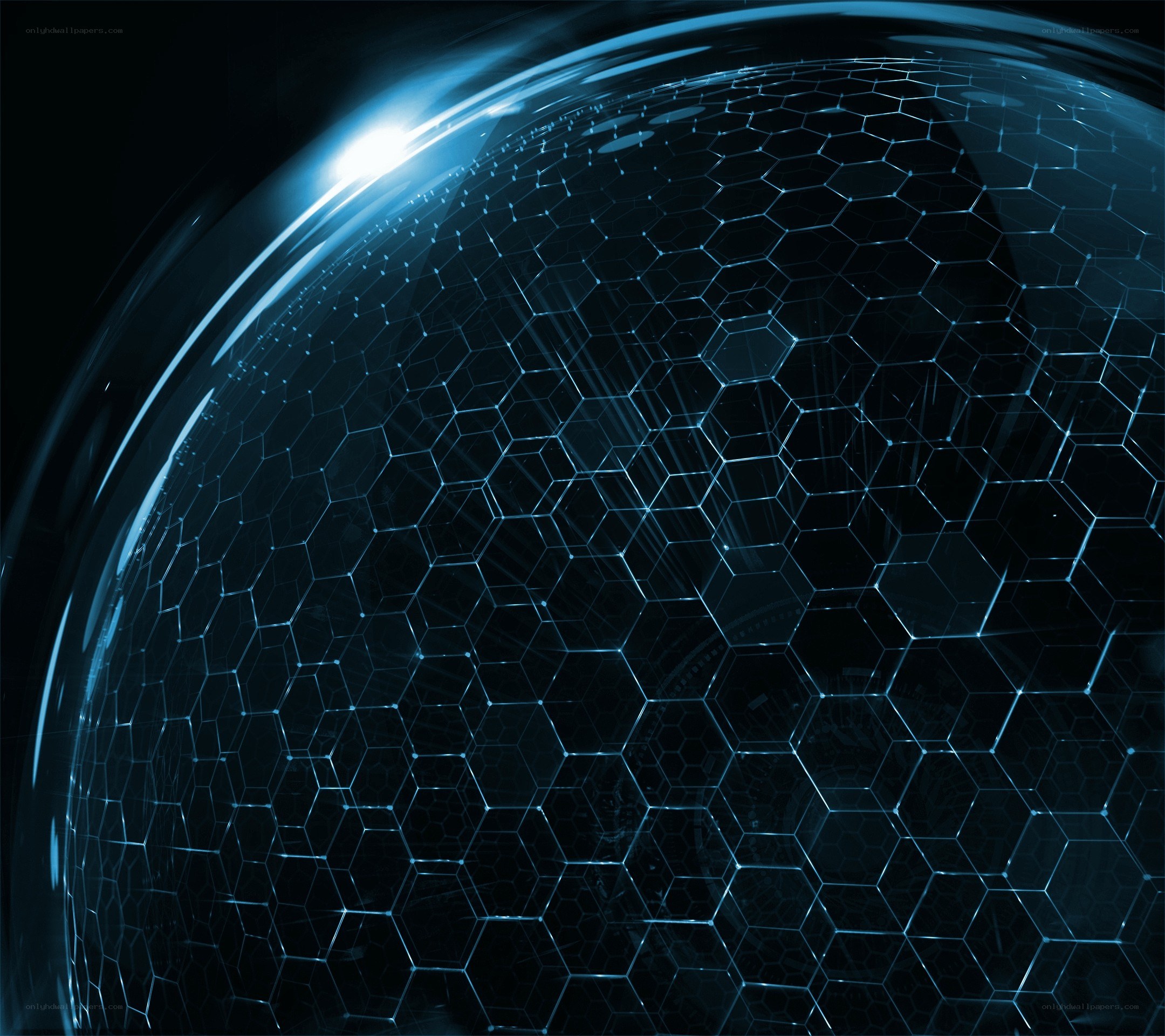 blue hexagonal sphere
