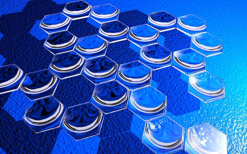 Blue Hexagonal Tiles — Abstract