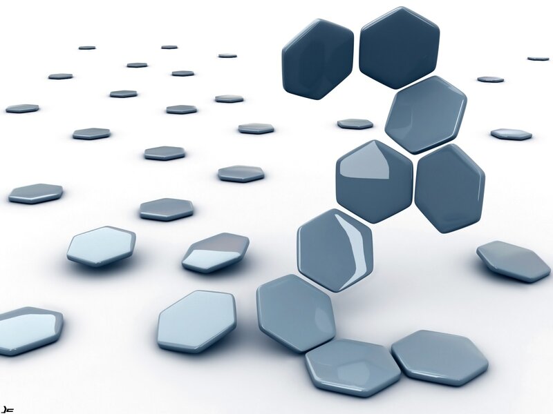 Blue Hexagonal Tiles — Gray, Minimalist