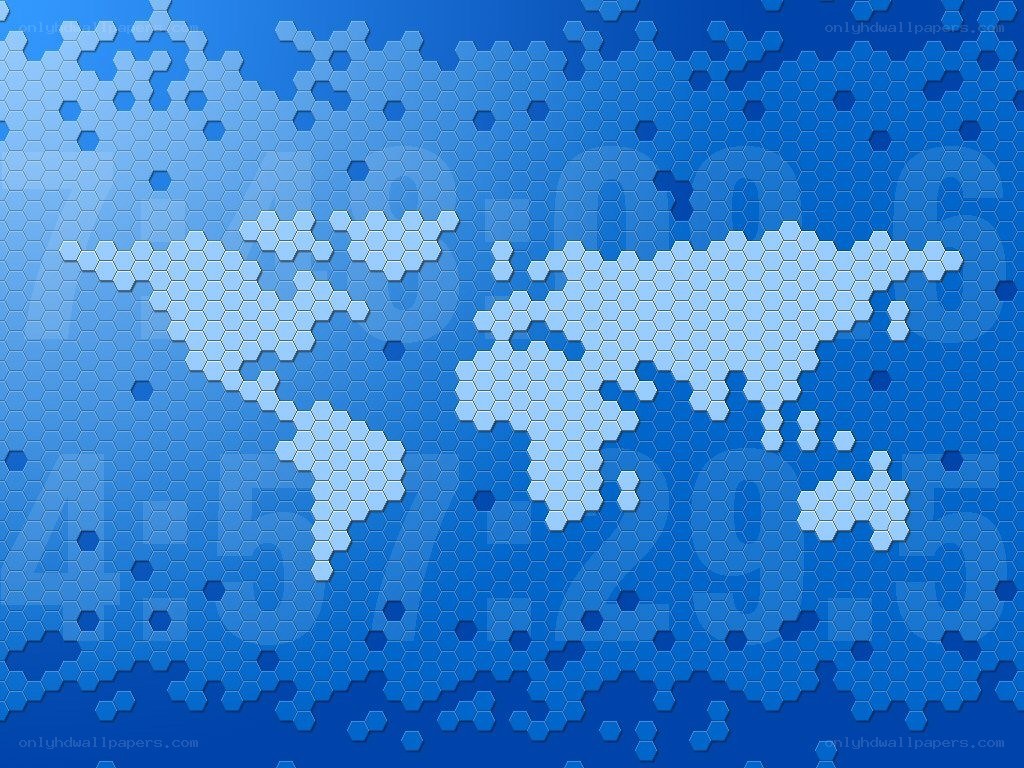 blue hexagonal world map
