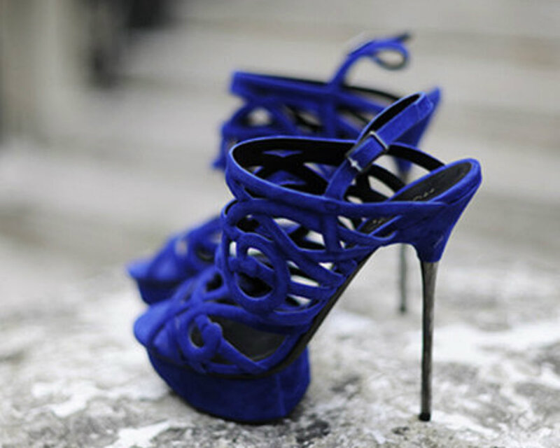 Blue High-heeled Sandals
