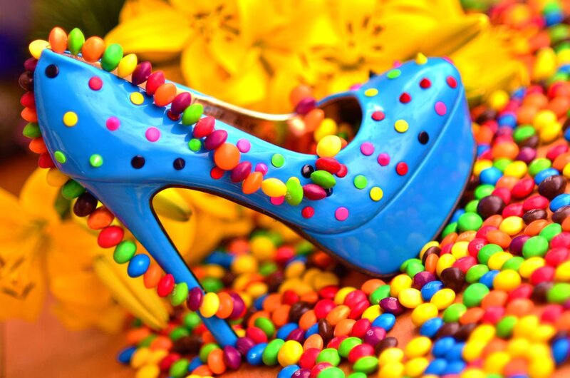 Blue High-heeled Shoe — Playful