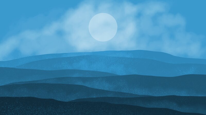 Blue Hills under Moon
