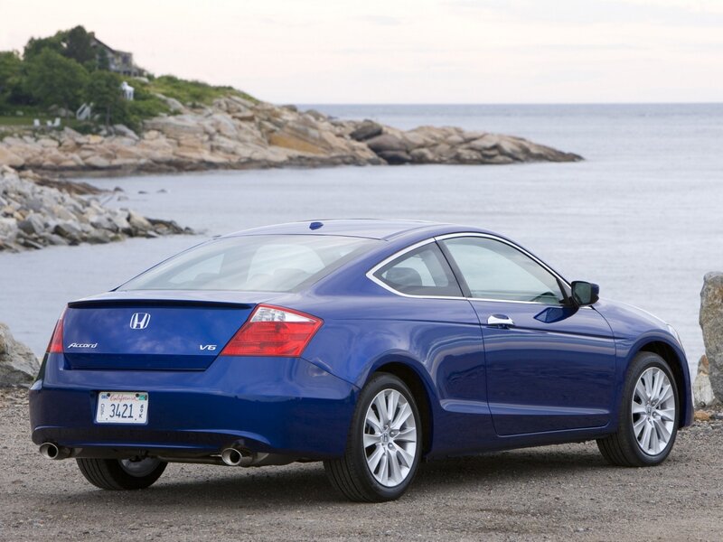 Blue Honda Accord Coupe by the coast