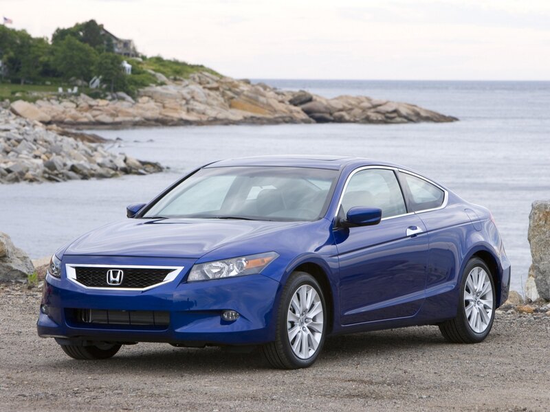 Blue Honda Accord Coupe by the coast