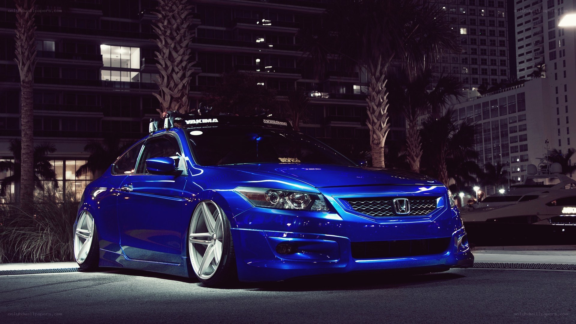 blue honda civic at night