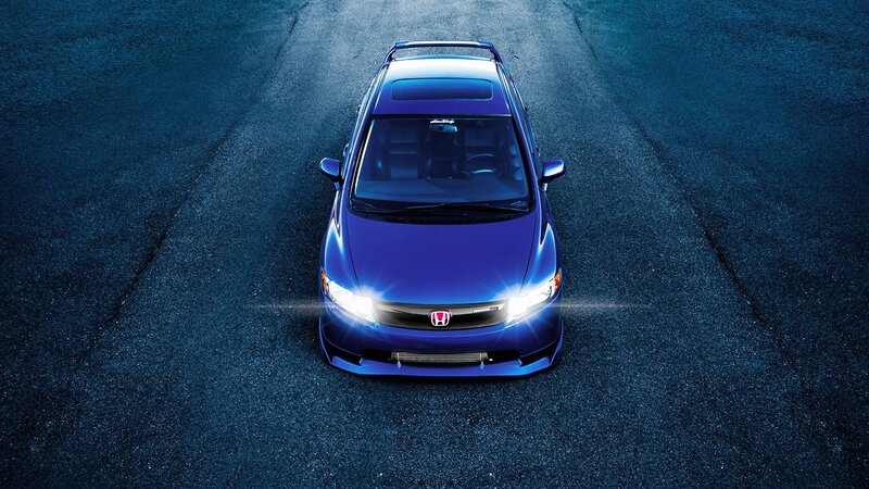 Blue Honda Civic — Dramatic, Night