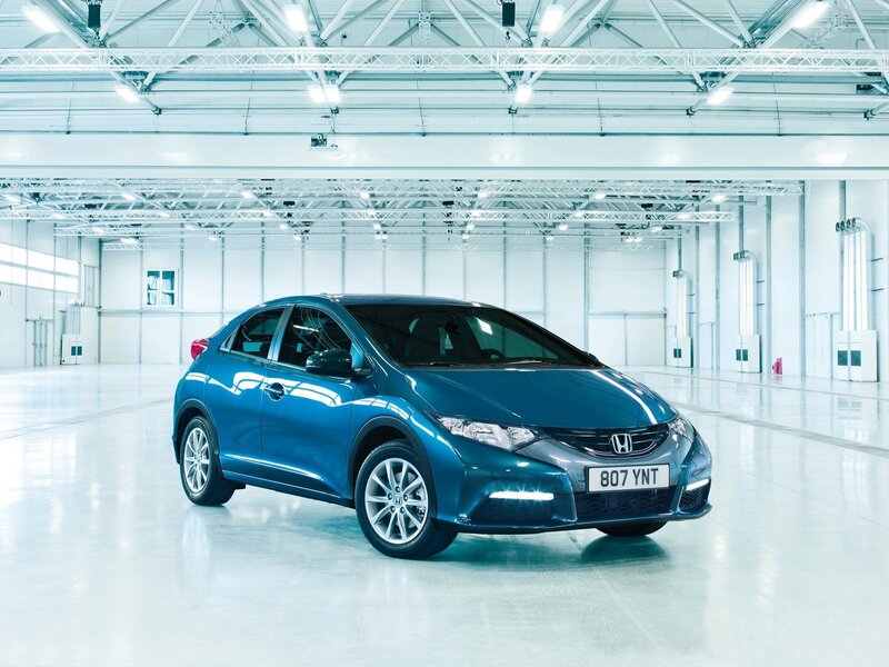 Blue Honda Civic in factory