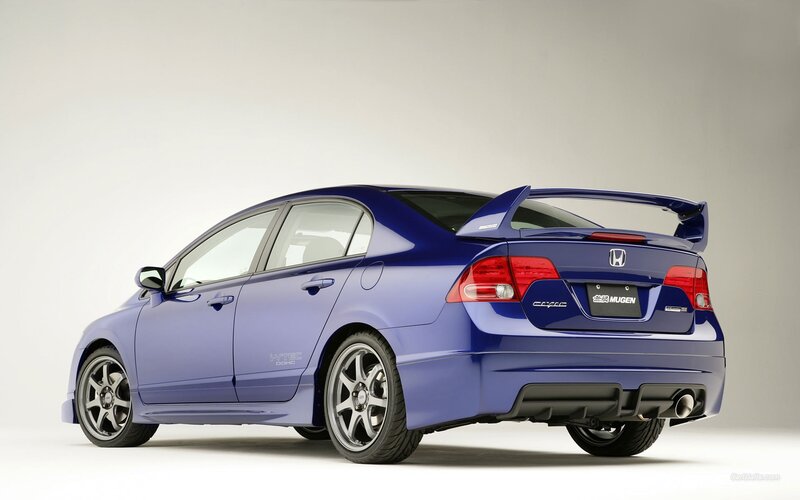 Blue Honda Civic — Neutral, Photograph, Spoiler, Mugen Badge