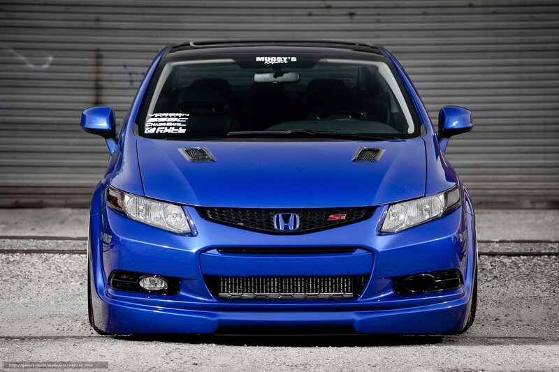 Blue Honda Civic Si — Dramatic, Photograph, Car, Grille, Headlights