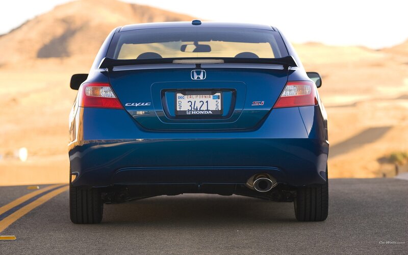blue honda civic si rear view