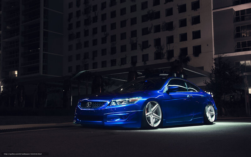 blue honda coupe at night