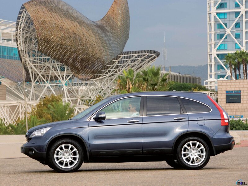 Blue Honda CR-V in city