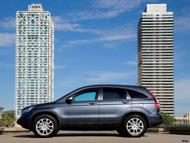 Blue Honda CR-V in city