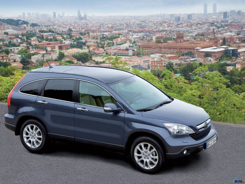 Blue Honda CR-V on a hill