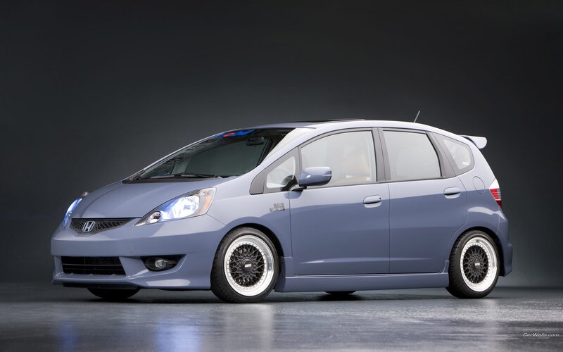 blue honda fit hatchback