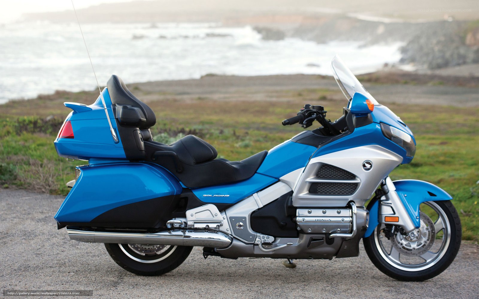 Blue Honda Gold Wing motorcycle