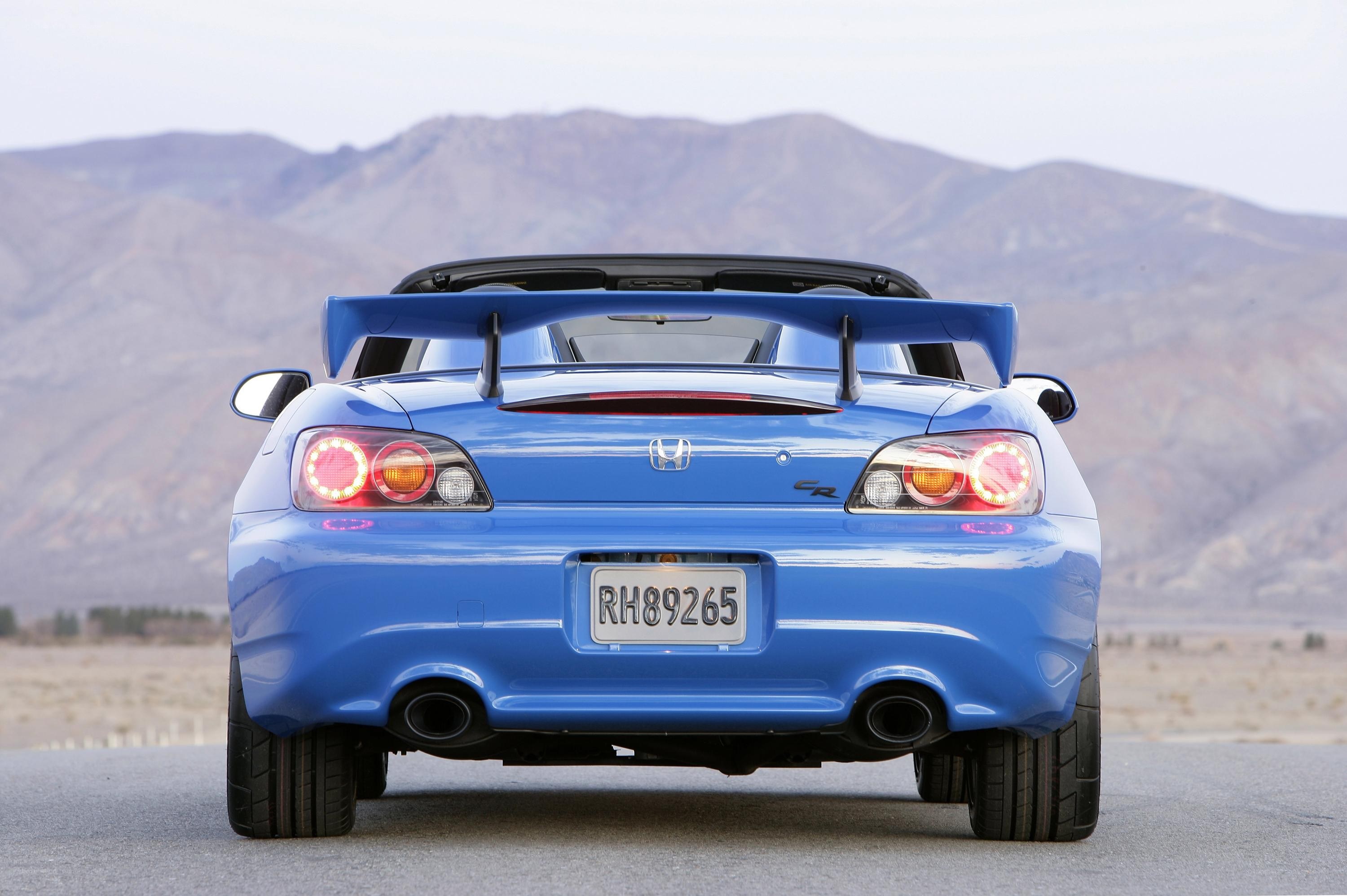 blue honda s2000 rear view