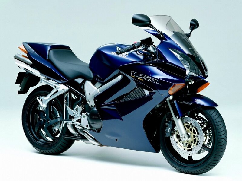 Blue Honda VFR motorcycle