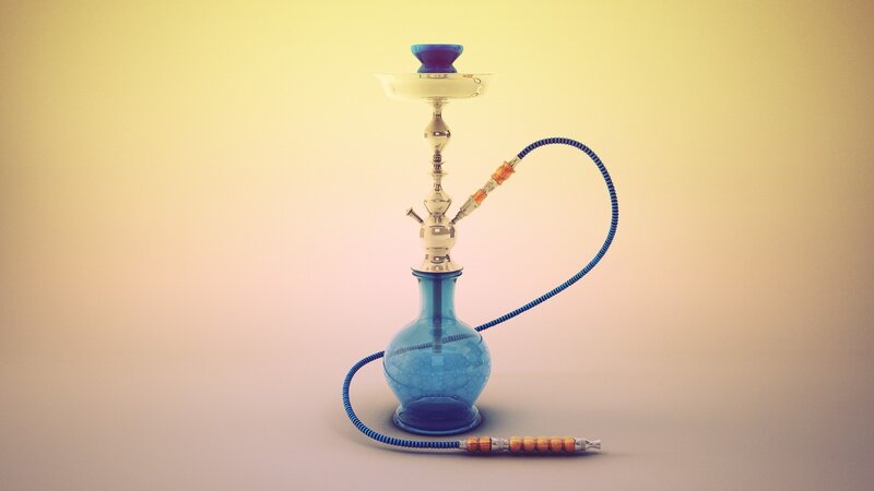 Blue hookah on gradient background