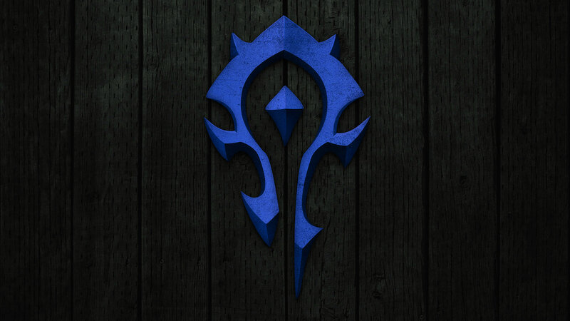 Blue Horde symbol on wood