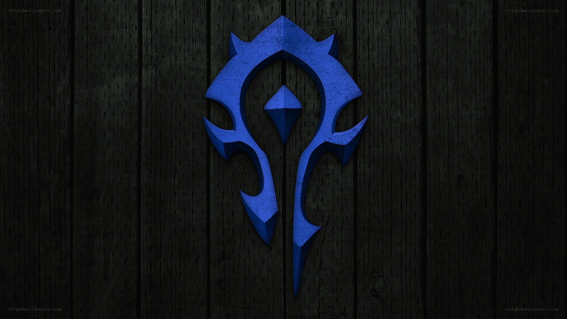 Blue Horde symbol on wood