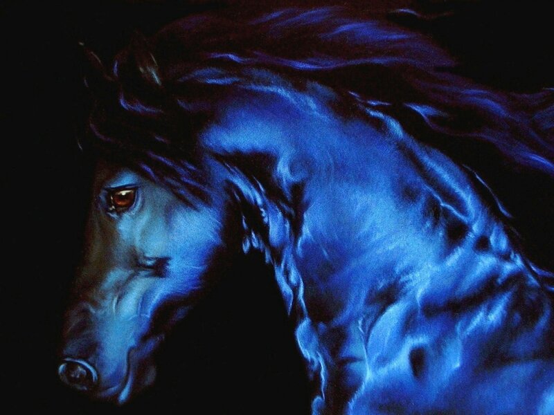 Blue Horse Head — Dramatic