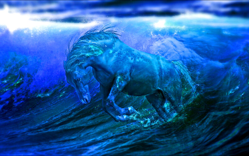 Blue Horse in Water