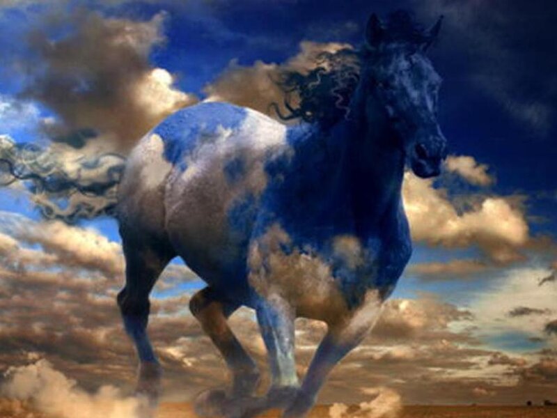 Blue Horse Running — Dramatic